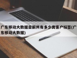 广东移动大数据目前共有多少类客户标签(广东移动大数据)