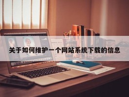 关于如何维护一个网站系统下载的信息