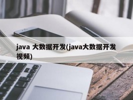 java 大数据开发(java大数据开发视频)